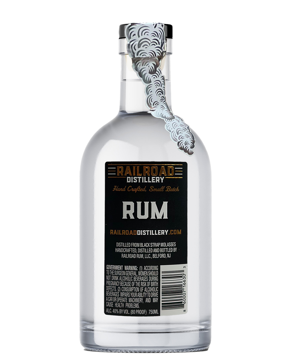railroad rum bottle back
